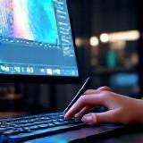 Graphiste retouchant un fichier avant impression